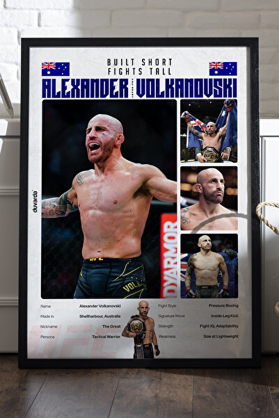 Duvarda Aleksandar Volkanovski UFC crni poster u drvenom okviru, dekorativna ...