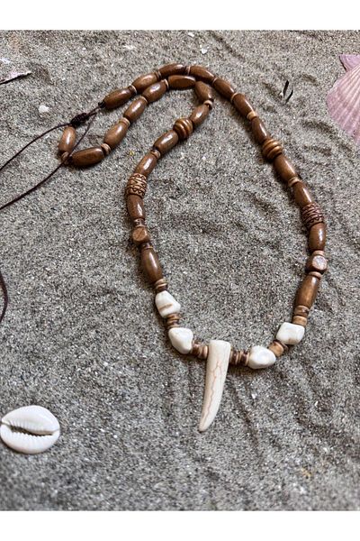 Bohem Shop Handmade Stoned Ivory Bohemian Wooden Natural Necklace Men/Women Ethnic Hippie