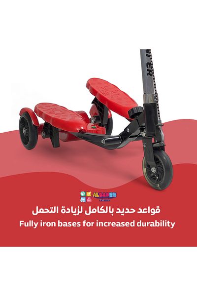 ALBADER Dual Pedals Scooter, PVC Foldable Kick Scooter, Step-Powered Scooter with Adjustable Height