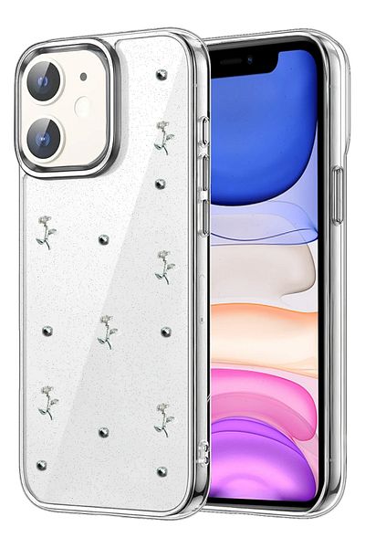 cepmoda iPhone "12 Pro" Case "Rose" Pattern Luxury Camera Protruding 3D Epoxy Transparent Cover |   No:7