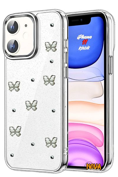 cepmoda iPhone 11 Case "Butterfly" Pattern Luxury Camera Protruding 3D Epoxy Transparent Cover |   No:1