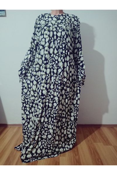 hoaryage Robadan Rochie pentru mama cu mâneci lungi 100% viscoză cu flori de imprimare, rochie de rugăciune, rochie hijab