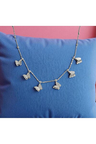 AKSESUARIM قلادة نسائية من الفولاذ بتفاصيل فراشة