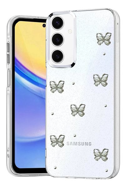 cepmoda Samsung Galaxy "A35" Case "Butterfly" Pattern Luxury Camera Protruding 3D Epoxy Transparent Cover |   No:1