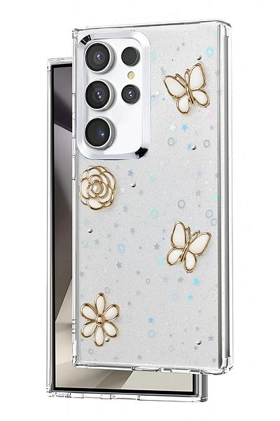 cepmoda Samsung Galaxy "S24 Ultra" Case "Flower-Butterfly" Pattern Luxury Camera Protruding 3D Cover |   No:2
