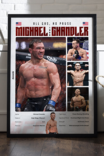 Duvarda Μάικλ Τσάντλερ UFC Αφίσα με μαύρο ξύλινο πλαίσιο, Διακοσμητική ζωγραφ...