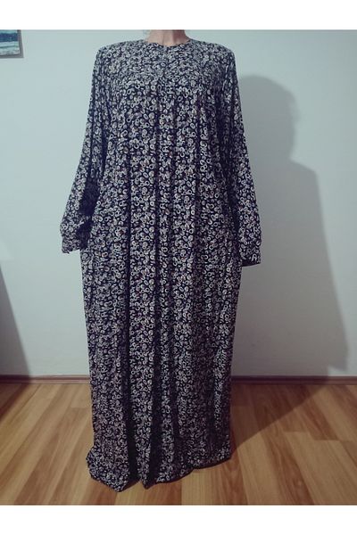 hoaryage Robadan Rochie pentru mama cu mâneci lungi 100% viscoză cu flori de imprimare, rochie de rugăciune, rochie hijab