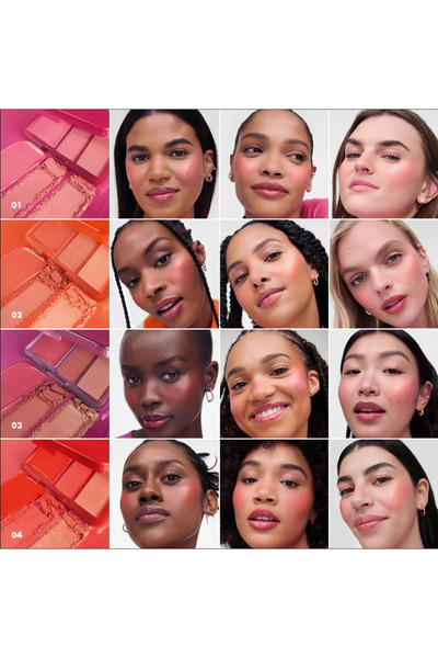 SEPHORA Palette Blush Blush Blush - Üçlü Allık Paleti, Seyahat Boy, 3’lü Cream, Işıltılı Allık Paleti