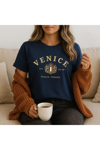 l'eivor Ειδικά σχεδιασμένο μπλουζάκι με στάμπα Unisex από βαμβακερό μπλε ναυτικό για πόλεις