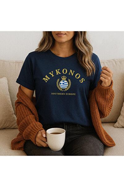 l'eivor تي شيرت مطبوع من القطن باللون الأزرق الداكن للجنسين بتصميم خاص للمدن