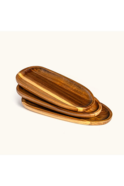touche deco طبق بيضاوي من خشب الأكاسيا