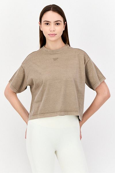 Reebok Women Sportswear Fit Short Sleeves Training T-Shirt, Tan