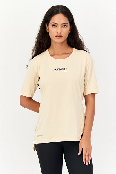 adidas Terrex X Women Sportswear Fit Short Sleeve Outdoor Top, Cream
