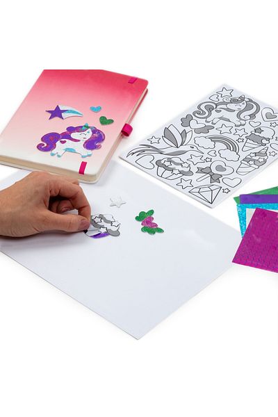 JollyMag Set creativ cu autocolante metalice Unicorn, Kidea, 6+, Multicolor, MNZKUKA