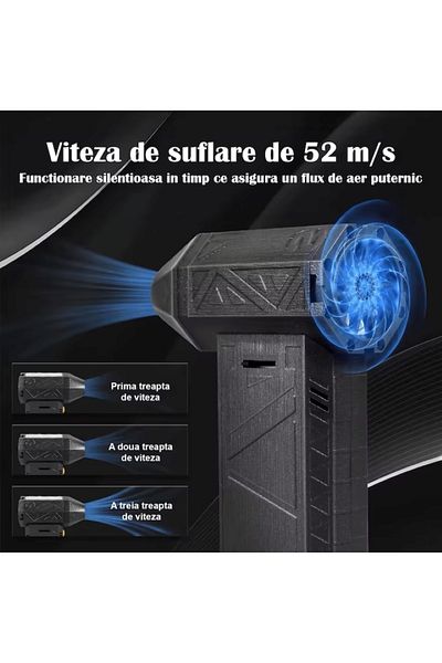 EMATTERIO Suflantă Aer Comprimat Auto & PC, Turbo Fan, 4 Viteze, Lanternă LED, 130000RPM