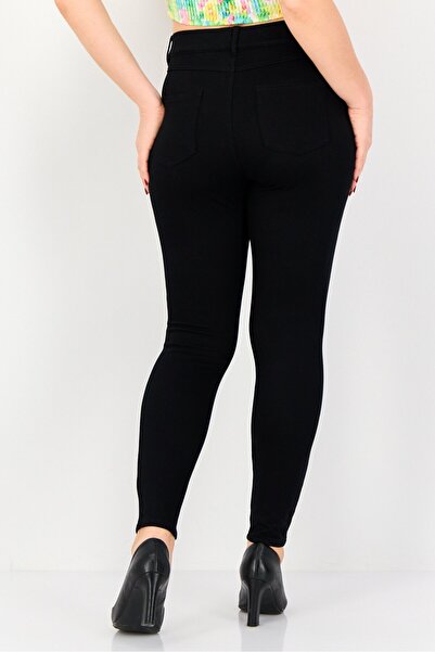 Tchibo Women Skinny Fit Plain Straight Leg Pants, Black