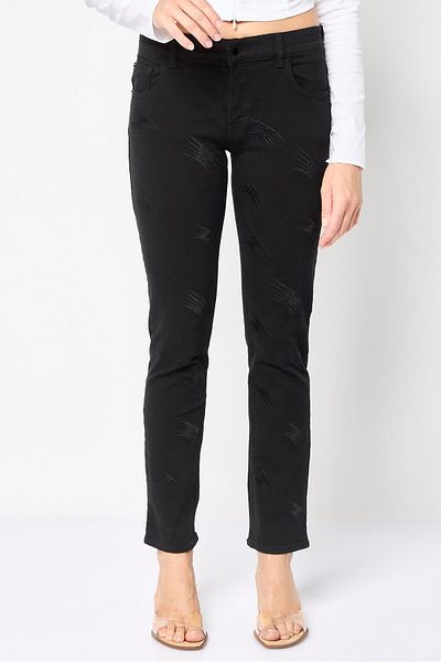 Emporio Armani Women Regular Fit Embroidered Stretchable Jeans, Black
