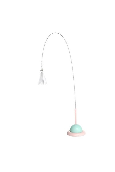 JollyMag Interaktívna hračka pre mačiatka s prísavkou, ohybnou oceľovou tyčou, pierkom a zvončekmi