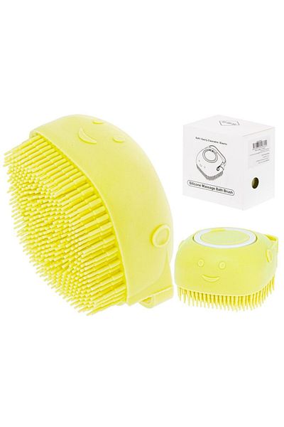 JollyMag Perie din silicon cu dozator de sampon pentru spalare caini sau pisici, 7,5 x 7,5 cm, galben