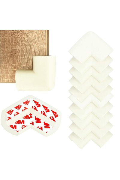 SERSIMO Set 10 protectii colturi pentru siguranta copii, 60x35mm, spuma EPE, crem