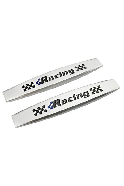 JollyMag Sada 2 kovových emblémov na autá, samolepiacich, model „RACING“, chr...