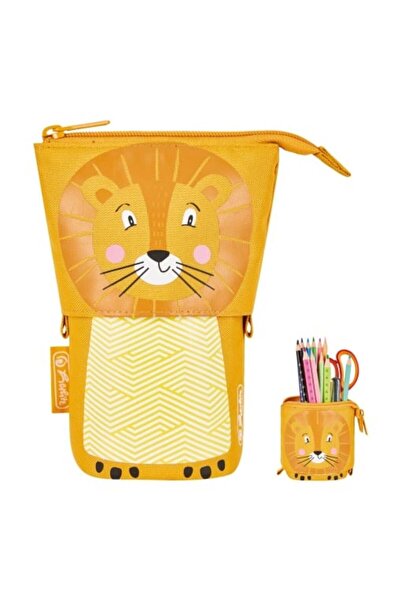 Herlitz Penar vertical 2 în 1, culoare galbenă, material textil, motiv leu, d...