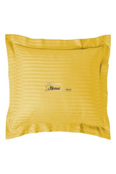 HomePuls Pillowcase Damask Polycotton Stripe 1 cm, 70 x 70 cm with 3.5 cm Border, Yellow