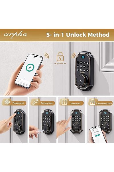 Sonoff Arpha D280 Smart Lock, , Smart App, PIN, Wifi, Bluetooth, Key, Tuya