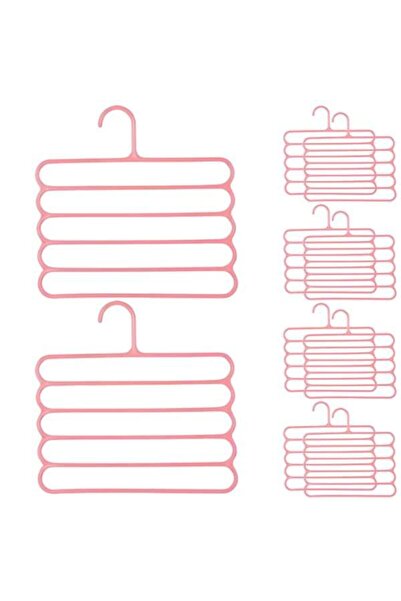 JollyMag Set 20 Umerase Mercaton din Plastic, cu 5 Pozitii, Pantaloni, Fuste sau Cravate, 31 x 31 cm, Roz