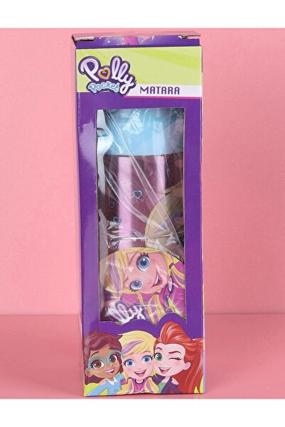 Lila Polly okul için suluk çelik Marllow Lisanslı Lila 600ml Pipetli Matara