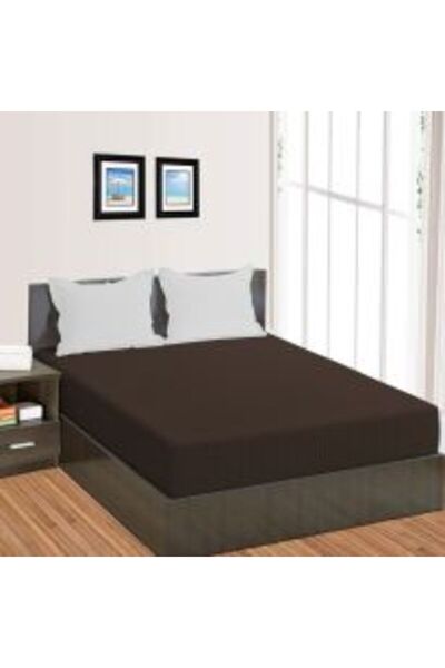 HomePuls Bed Sheet with Elastic Damask Polycotton Stripe 1 cm, 130 x 250 cm for Mattress 80 x 200 cm, Black