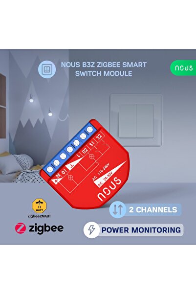 Nous B3Z Smart Relay, 16A, ZigBee, 2 Channel PM, Energy Monitoring