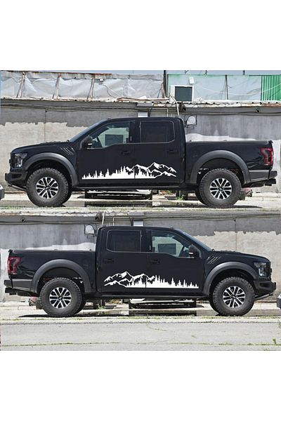 JollyMag Set 2 stickere autoadezive pentru vehicule Off Road, model "Forest & Mountains", 100 x 20 cm