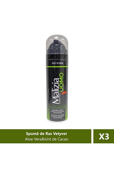 Malizia Spumă de ras Vetyver, 300 ml X 3 Bucăți