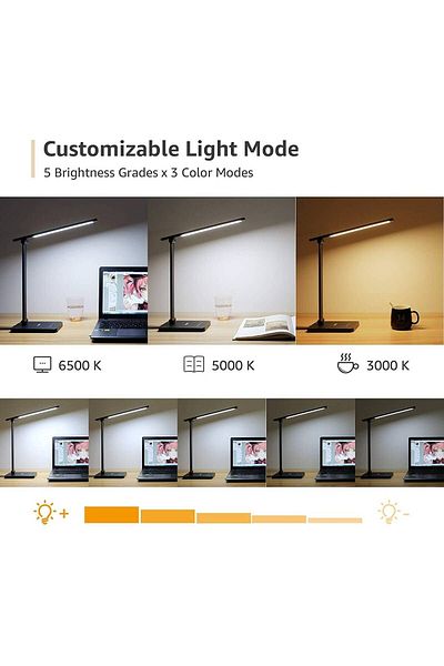 LEPRO Lampa de birou LED PR310002 control Touch, 3 moduri, 9W, 750 Lumeni, Negru