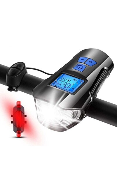 PROCART Bicycle headlight and tail light set, LED light, 4 lighting modes, mi...
