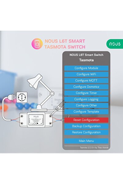 Nous Wireless relay L6T, 10A, Tasmota