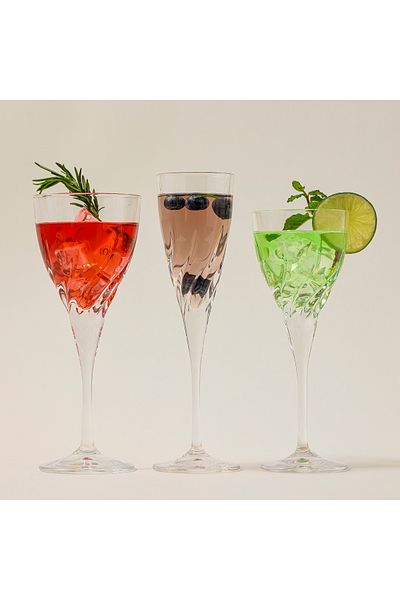 RCR transparent crystal goblets set of 18 pc