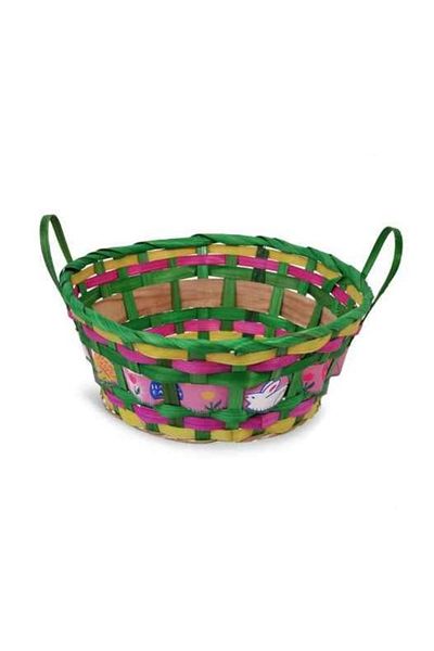 OEM Coș decorativ rotund din bambus cu ouă colorate