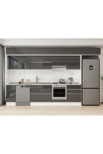 Alvinka 390X240 Cm High Gloss Mutfak Dolabı Mb-E90S40S60-1 High Gloss | Antra...