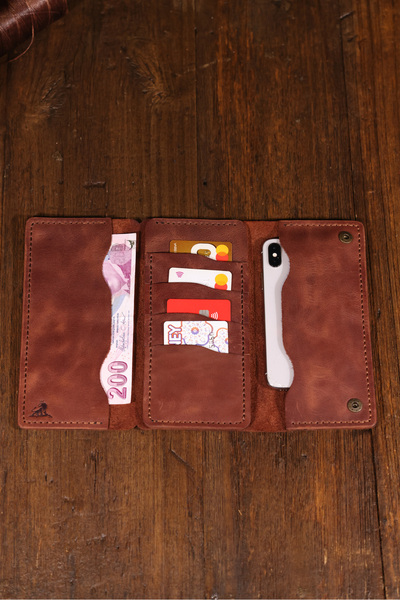 MODAVİBE Genuine Leather Handmade Long Wallet – Unisex Luxury Model