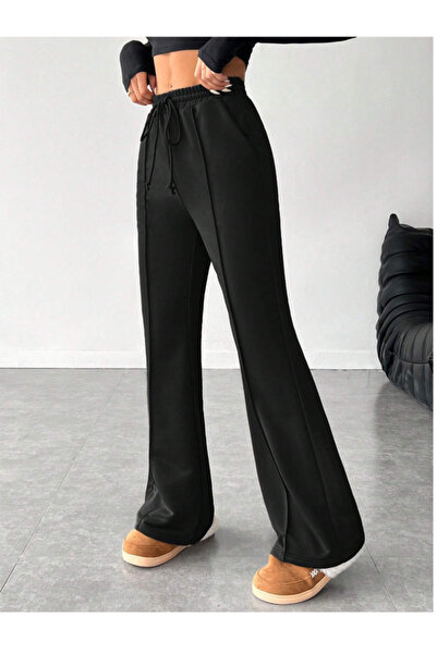 LOSSİA Γυναικείο Μαύρο Παντελόνι Φόρμας Μεγάλου Μεγέθους, Χαλαρής Εφαρμογής, ...