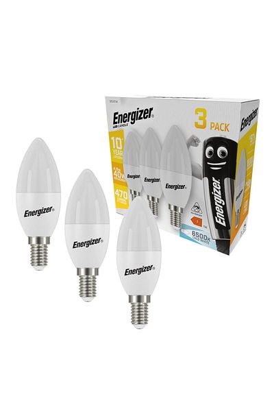 Energizer Pachet 3 x Bec LED Candle, 4.9W, E14, 470 lumeni, 6500K, unghi de iluminare 240, Clasa energetica F,