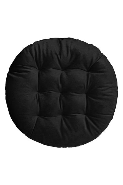 OEM Perna Decorativa pentru Scaun, Velvet, Rotunda, Culoare Neagra, 40cm