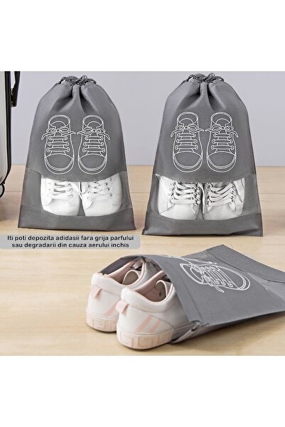 OEM 10 Shoe Storage Bags, Travel or Storage, Dustproof, Washing Machine Compatible, 27 x 36 cm, Light Gr