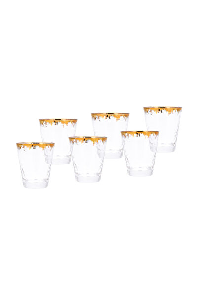 Generic Painted Tumbler Glass With Gold On Top 4 Pcs