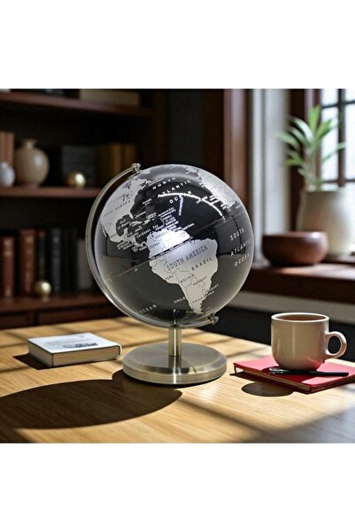 Kuzey Tacı Siyah Metal Ayaklı Modern Dünya Küresi Dekoratif Ve Eğitici