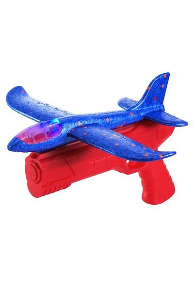 OEM Pistol cu Lansator de Avion, din Polistiren+Plastic, +3 Ani, Avion 24 cm, Lansare 10 m, cu Lumini, R