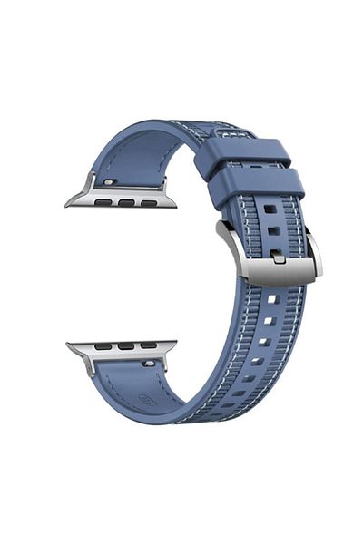 Flo Curea de ceas pentru Apple Watch 1/2/3/4/5/6/7/8/9/10/SE/SE 2 38/40/41/42mm, N45, silicon, albastru închis