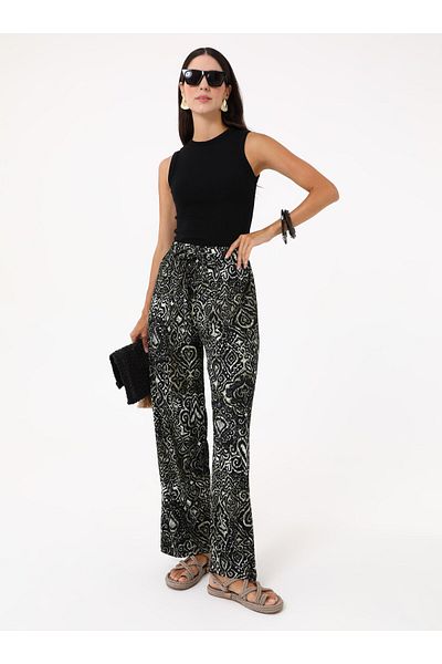 Benin Ikat Patterned Trousers - Khaki -